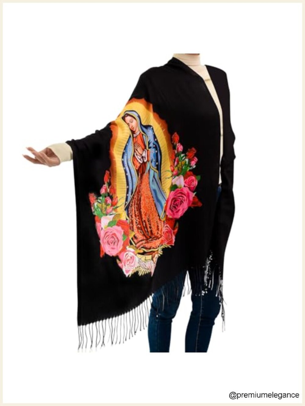 Mexican Traditional Prayer Shawl Blanket Scarf Catholic Gift Women Cotton